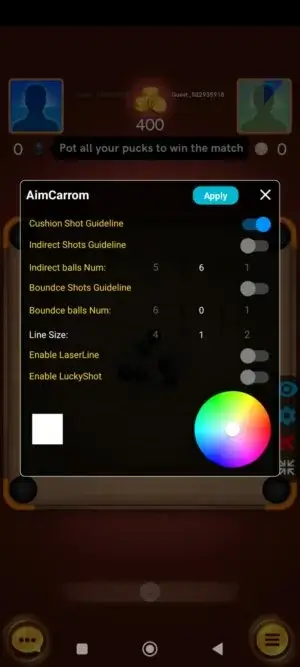 aim carrom hack features